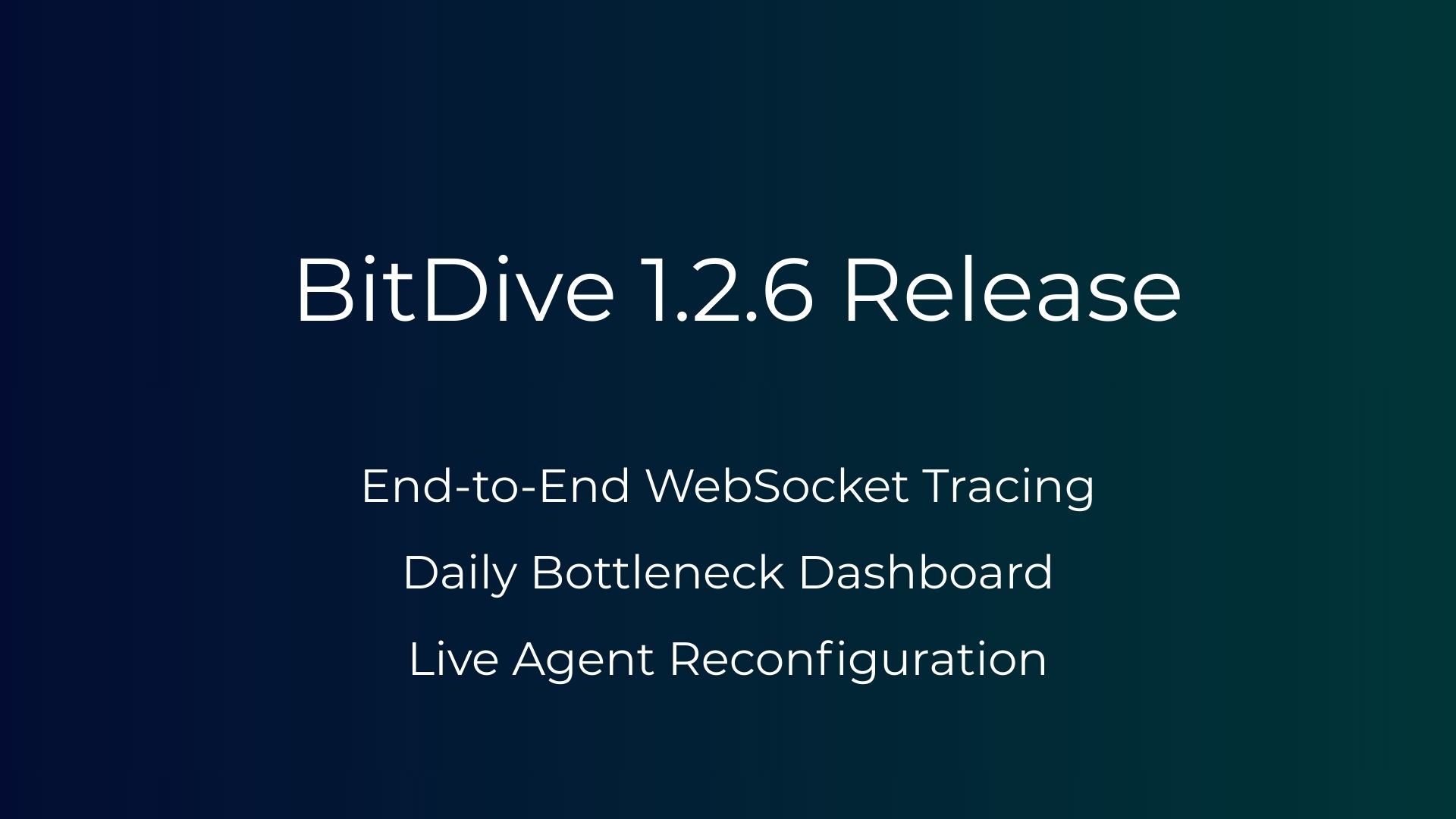 BitDive 1.2.6 Release - Introducing WebSocket support, daily performance stats, and live agent configuration