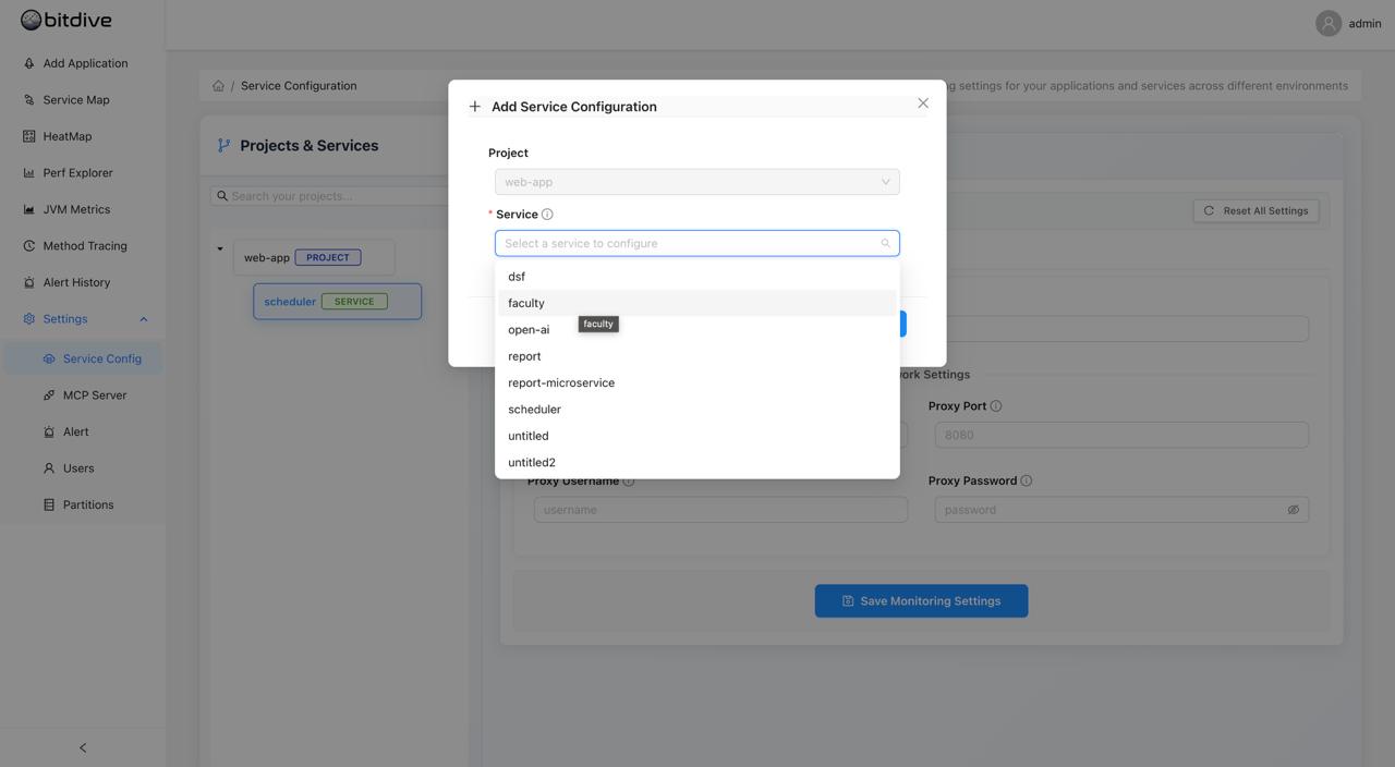Adding New Services - Creating a new Java service entry within a BitDive project