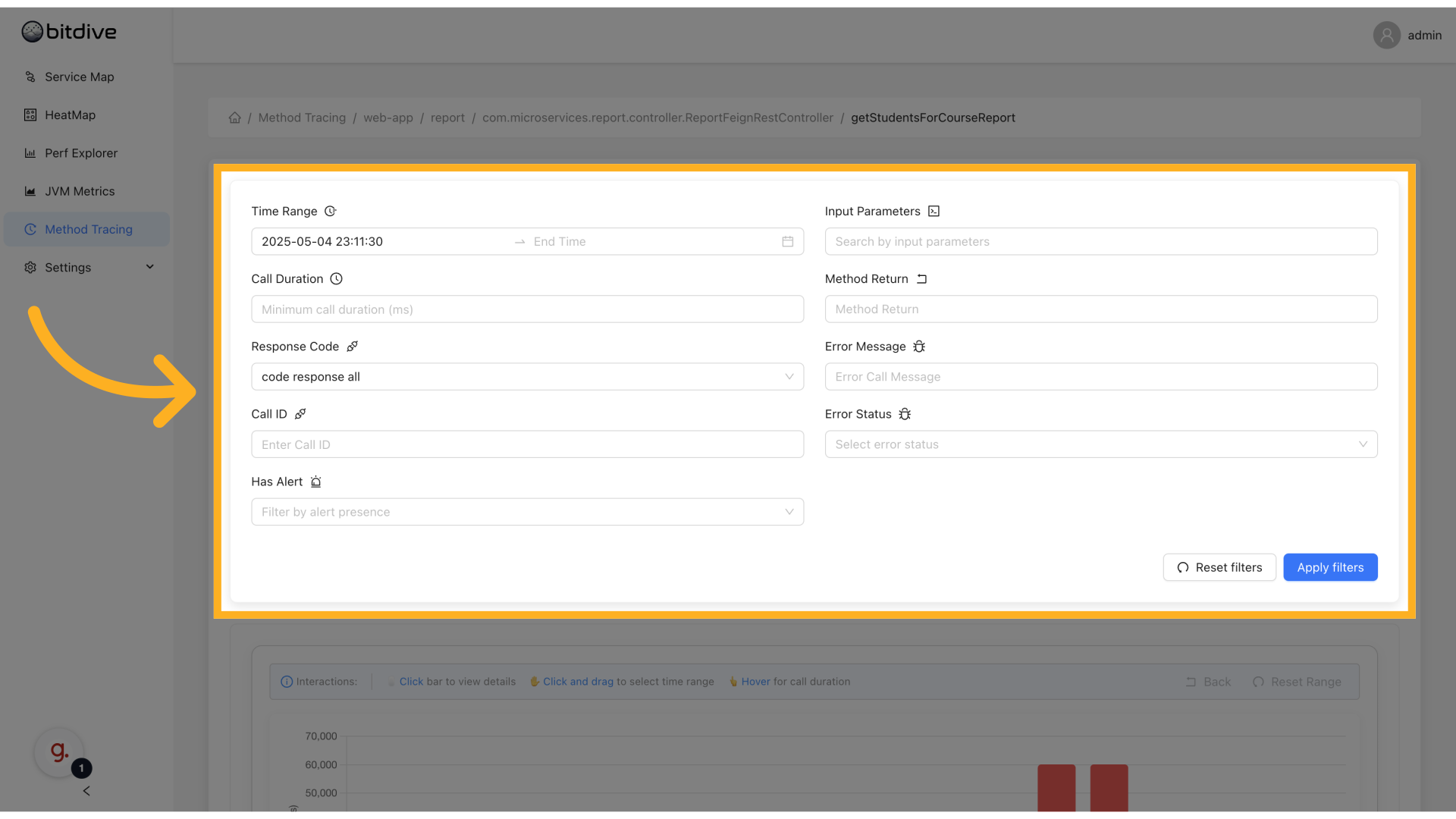 Method Tracing Filters - Narrowing Java traces by time, duration, input parameters, and error status